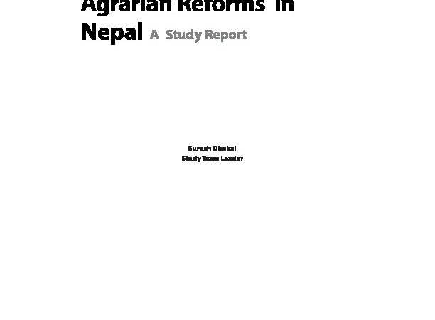 Land Tenure and Agrarian Reforms in Nepal