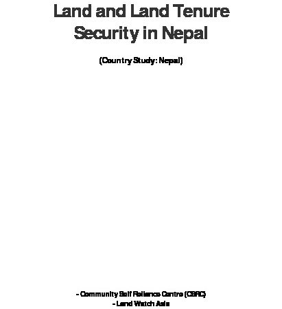 Land and Land Tenure Security in Nepal